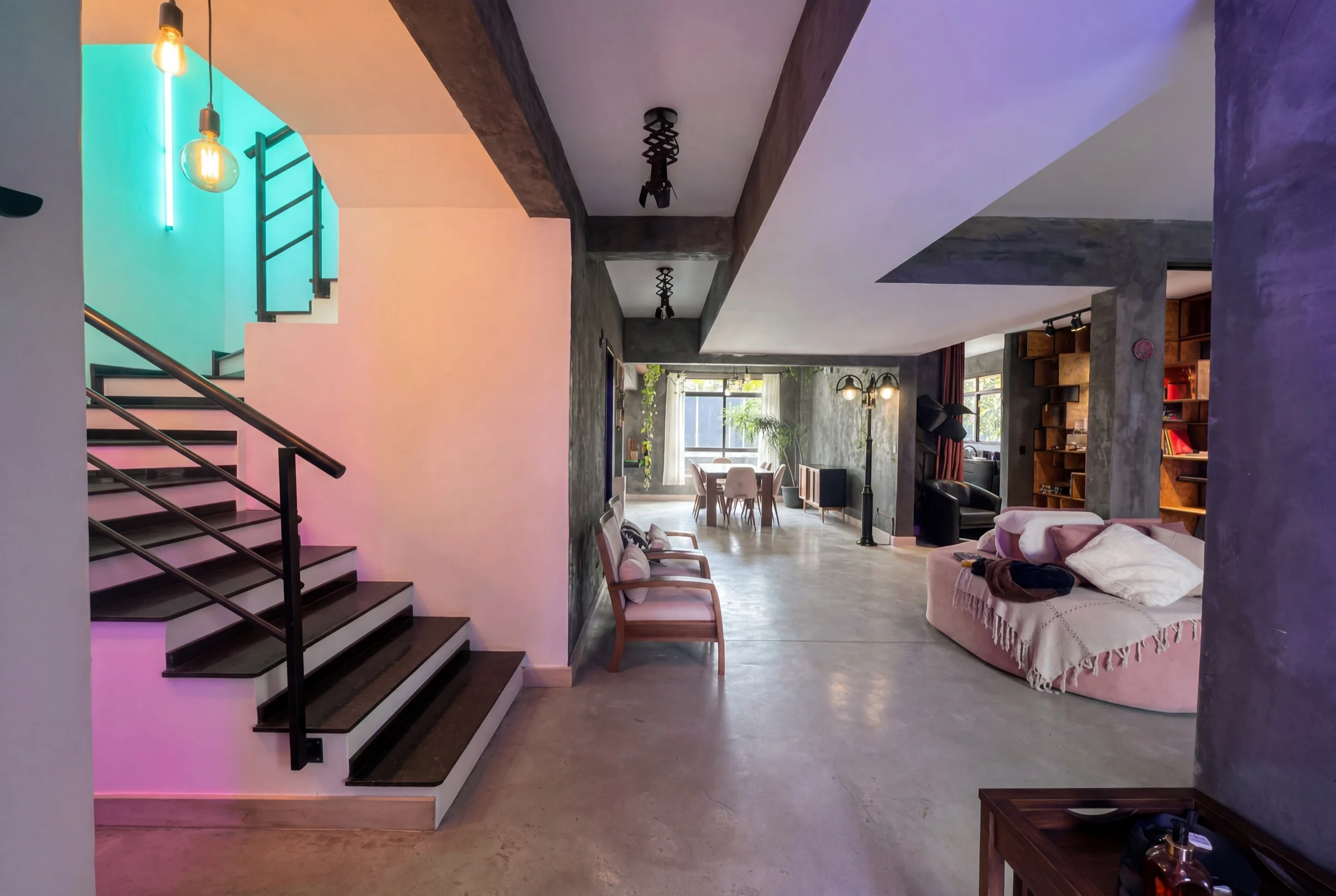 Cinematic House Jurerê - Living Room with Staircase