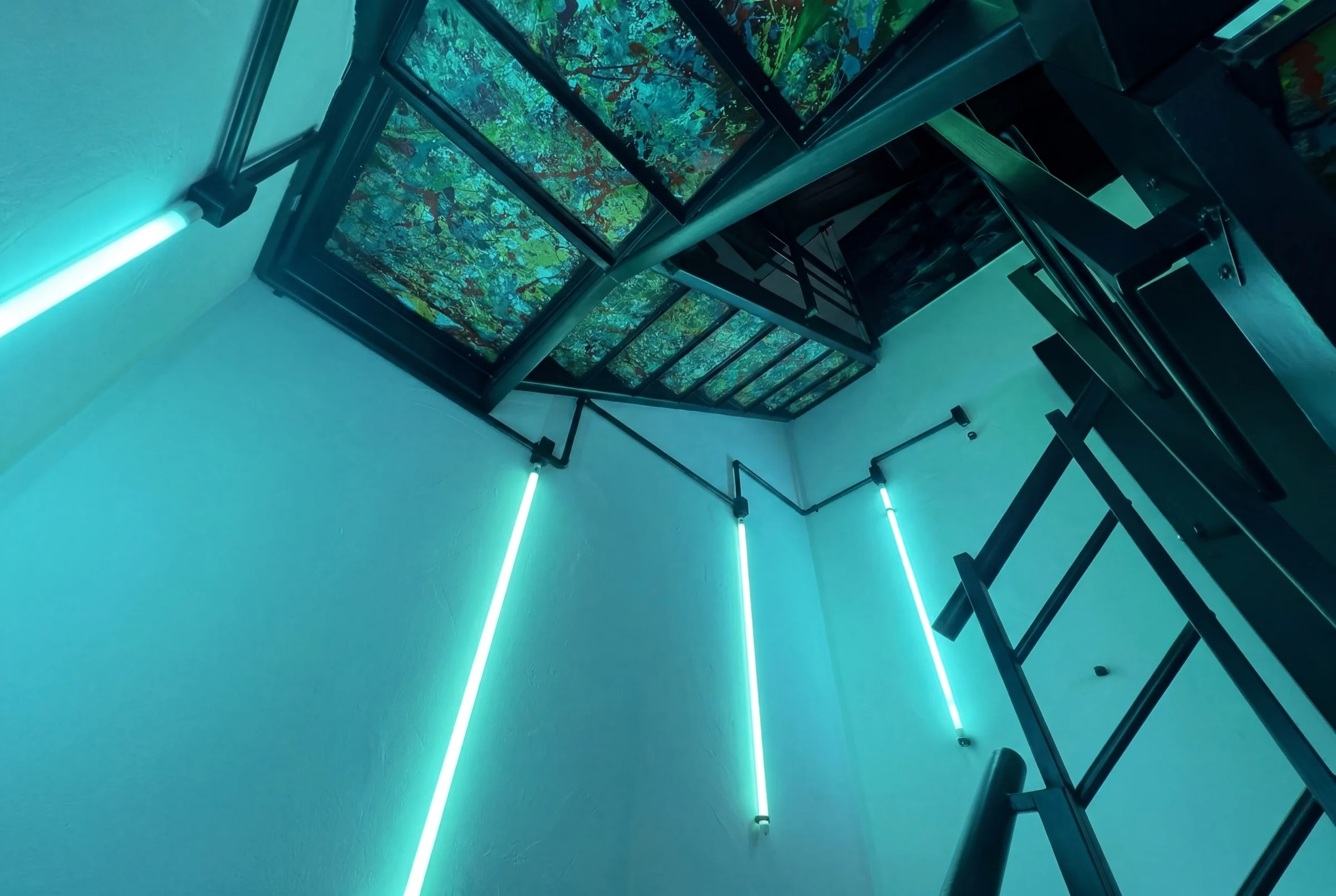 Cinematic House Jurerê - Neon Stairwell Shaft