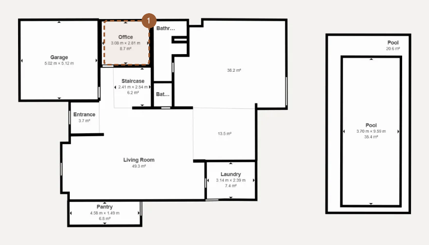 Ground floor plan, Cinematic House Jurerê